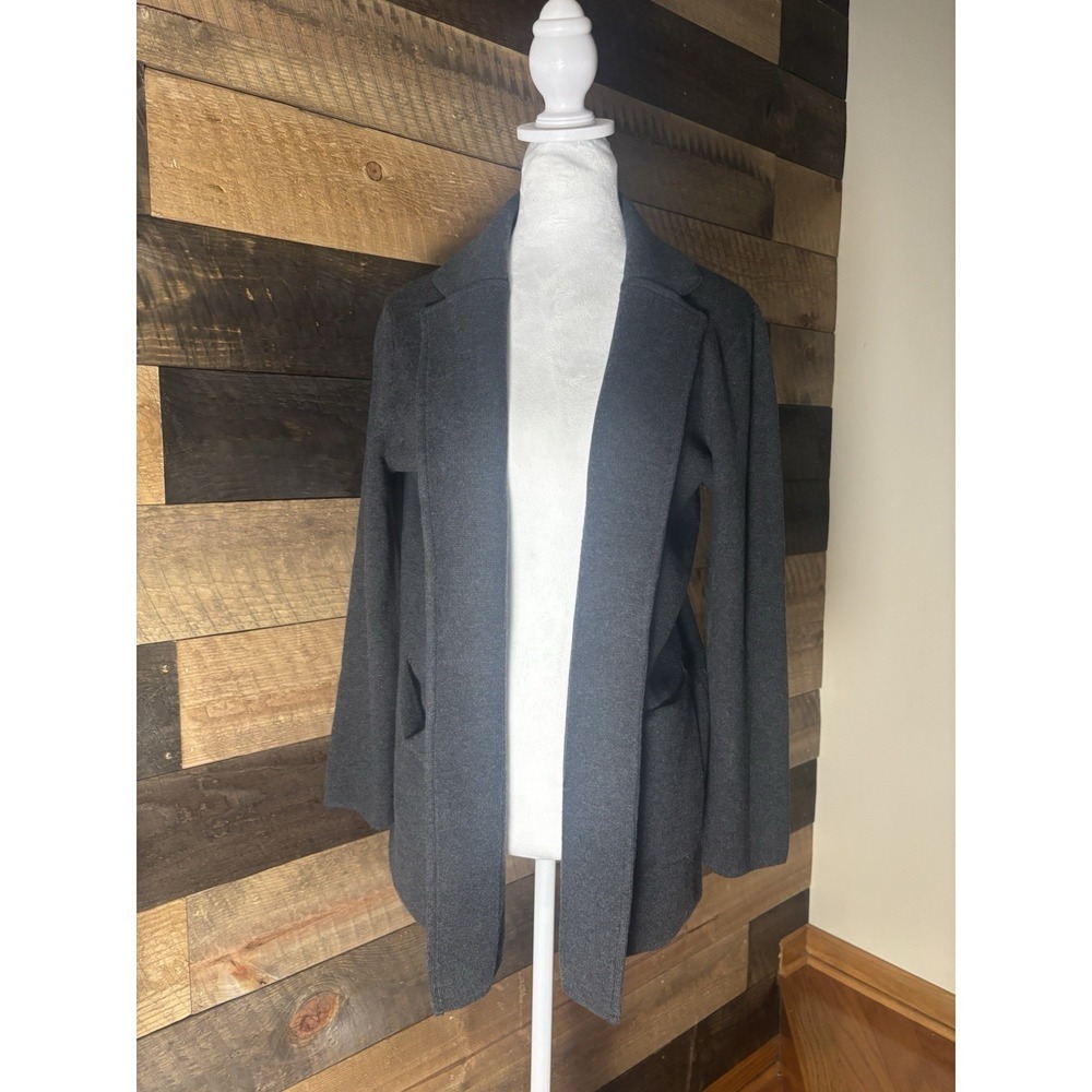 J. Crew Sweater Womens Large Gray Cardigan Open Long 100% Cotton Preppy